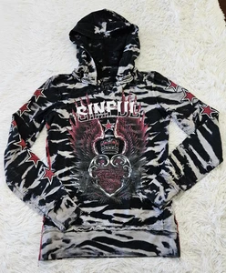 Sweat à capuche femme Sinful Affliction taille S AOP Y2k grunge punk zippé - Photo 1 sur 7