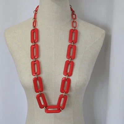 "Collar Lucite Rojo Vintage Coldwater Creek 35"" Audaz Moderno Declaración"  Foto 1 de 4