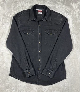 Wrangler Denim Pearl Snap Shirt Herren Large Black Faded Stretch Cowboy Western - Bild 1 von 6