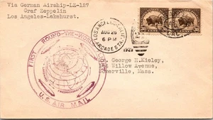 1929 Los Angeles CA USA Graf Zeppelin LZ 127 Air Mail Cover to Somerville MA - Picture 1 of 2