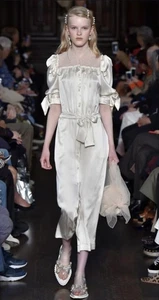 Vestido de seda Simone Rocha 2018 SS UK6 rosa beige tul dobladillo vieira detalle de cinta - Imagen 1 de 12