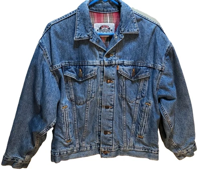 Chaqueta Levi 's Auténtica Roja a Cuadros Forrada de Vellón Azul Denim Camionero Motociclista M Foto 1 de 3