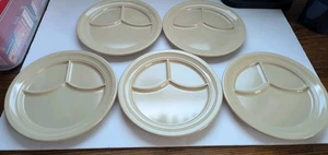 Vintage Dallas Ware Melamine Beige Divided Plates Texas Made USA P-46/ Set 5 - Picture 1 of 6