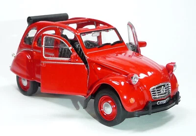 Citroen 2CV Ente Modellauto ca. 12cm  WELLY Metall Spritzguss rot / offen - Bild 1 von 3