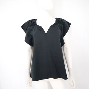 NEW Banana Republic Women's XS Black Flutter Sleeves Blouse Top Shirt V-Neck - Picture 1 of 7
