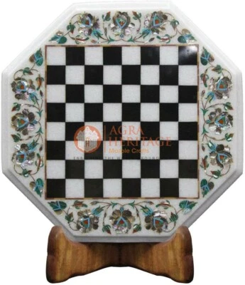 13" White Marble  Top Cess Coffee Table, Mop  Floral Inlay Arts 15" Stand Decors - Image 1 of 4