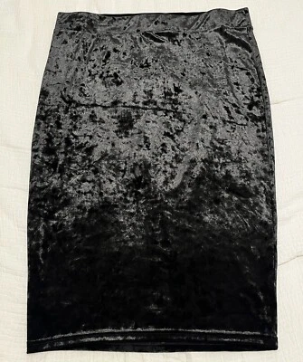 Falda lápiz de terciopelo tórrida negra lisa elástica talla 1 para mujer Foto 1 de 4