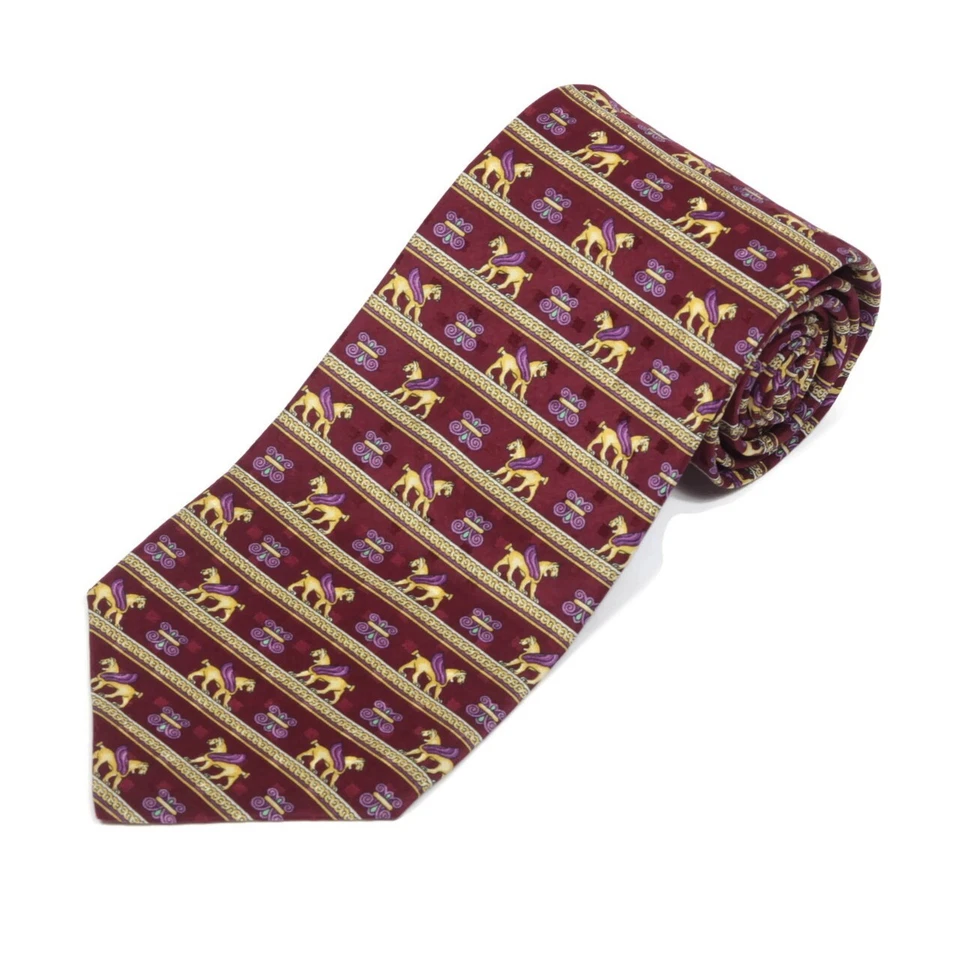 Corbata de cuello de seda para hombre Versace Classic V2 rojo borgoña púrpura dorado Griffin mítica Foto 1 de 3