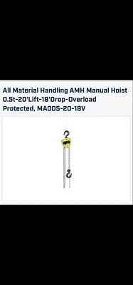 AMH MA005-20-18V Manual Chain Hoist - MA Series 1/2 Metric Ton New FREE SHIPPING - Image 1 of 3