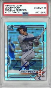 Jeremy Pena Signed 2021 Bowman Chrome BCP-190 #275/499 REFRACTOR GM MT 10 PSA - Picture 1 of 1
