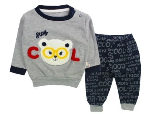 Gr. 80, Jogginganzug, Schlafanzug, 2 teilig, Junge, Dunkel Blau, Bär, Cool, - Bild 1 von 1