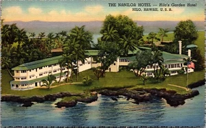 Vtg Hawaii HI Naniloa Hotel Hilo's Garden Hotel TH 1940s Linen Old View Postcard - Picture 1 of 2