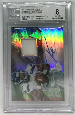 2013 Panini Spectra Russell Wilson Patch Auto /25 BGS 8 POP 3 None Higher - Image 1 of 2