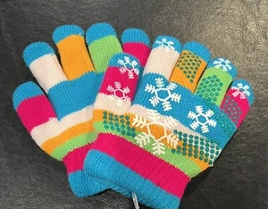 Kids Mittens - Sticky Fingers - Snowflake Turquoise Blue Stripped Mittens 2-5 yr - Picture 1 of 5