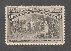 1893 US SC 237 10c Black Brown, Columbus Presenting Natives - MLH VF - Picture 1 of 3