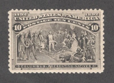 1893 US SC 237 10c Black Brown, Columbus Presenting Natives - MLH VF - Image 1 of 3