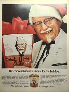 Cappello Babbo Natale Kentucky Pollo Fritto Colonnello Sanders Natale Stampa Vintage Pubblicità 1967 - Foto 1 di 4