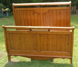 Queen Sleigh Bed Headboard and Footboard only- Pine, pre-owned in good condition