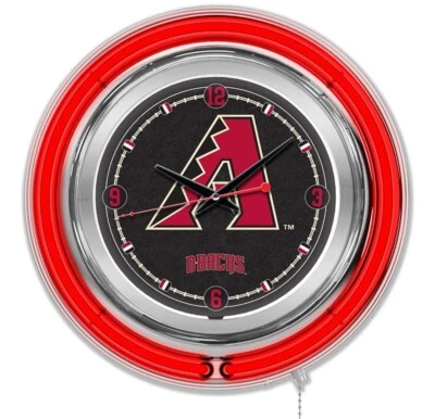 NEW - Arizona Diamondbacks 15" Double Neon Wall Clock, Clk15MLBAri - Image 1 of 3