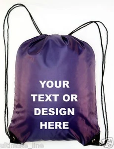 Personalised PURPLE Drawstring Bag Sack Gym PE Swim Gym  School Print - Picture 1 of 1