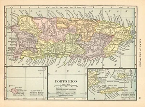 1916 Antique Puerto Rico Map Vintage Small Map of Porto Rico Wall Art  smap 9313 - Picture 1 of 3