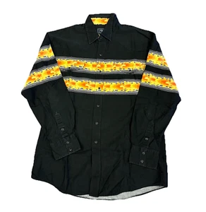 VTG 90'S ROPER FLAMES PEARL SNAP WESTERN BUTTON UP SHIRT XL BLACK ORANGE (100) - Picture 1 of 5