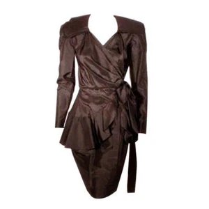 ADOLFO 1980er Jahre schwarz Seide Halstuchkleid - Bild 1 von 10