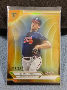 2018 TOPPS TRIPLE THREADS AMBER JOHN SMOLTZ #100 013/199 ATLANTA BRAVES - Picture 1 of 2