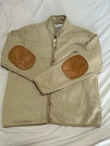 Orvis Womens Leather Trim Button Down Jacket Sweater Leather Elbows size Small - Picture 1 of 10
