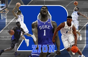 Duke Blue Devils Lithograph print of Zion Williamson 17 x 11 - Picture 1 of 1