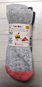 NEU 2 BIO Strumpfhosen mit Anti-Rutsch ** Mädchen Blumen blau grau ** 86 - 92 - Bild 1 von 4