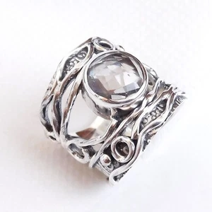 Natural Clear quartz Ring 925 Sterling Silver Crystal quartz Handmade Ring-CR015 - Picture 1 of 4