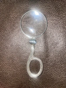 VTG STERLING SILVER HANDLED MAGNIFYING GLASS ENGLISH HALLMARKS. No Damage 4” - Picture 1 of 3