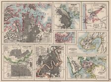 AUSTRALIA NZ CITIES. Sydney Hobart Perth Adelaide Brisbane Auckland 1900 map