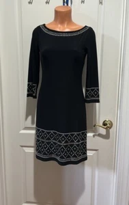 WHBM verziertes 3/4-Ärmel U-Boot-Ausschnitt tailliert Etui-Kleid XXS schwarz neu ohne Etikett $ 168 - Bild 1 von 10