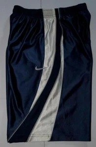 BOYS NIKE Basketball Athletic SHORTS Navy Blue w/ Silver and White Size M 10/12 - Picture 1 of 1