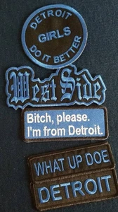 5 pc. Detroit Michigan lot blue Embroidered Patches misc size 3"-3.5" - Picture 1 of 2