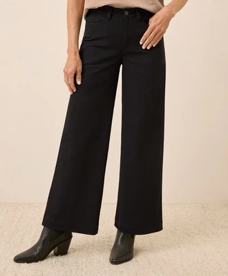 Pact Women’s Stretch Twill Wide Leg Pants $118 MSRP W5W Black Size  28” S - Image 1 of 4