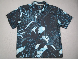 Quiksilver Waterman Shirt Mens 2XL XXL Blue Floral Button Up Hawaiian Tiki - Picture 1 of 8