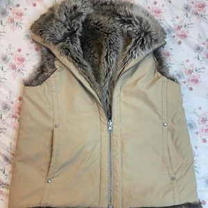 Chaleco forrado de piel sintética chaqueta sin mangas tostada talla M - Imagen 1 de 4