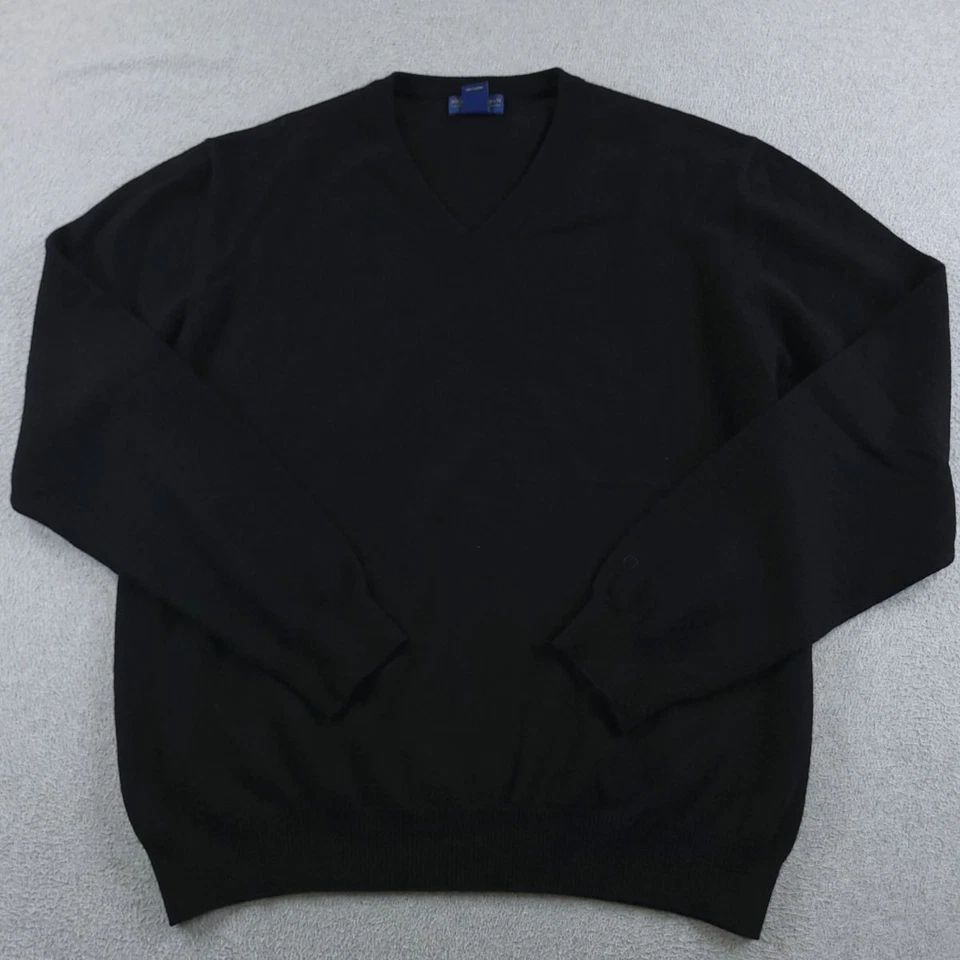 Suéter Joseph & Lyman Para Hombre Grande Negro 100% Cachemira Cuello en V Pullover Jersey Foto 1 de 4
