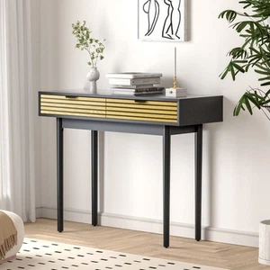 Oikiture Console Table Entry Hallway Side Table Display Desk w/Storage 2 Drawer - Picture 1 of 10
