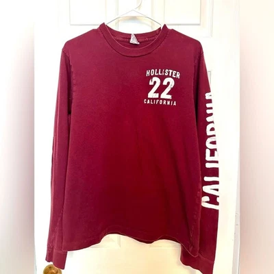 Camisa HOLLISTER Niños Jóvenes Borgoña Manga Larga Talla Grande Foto 1 de 3