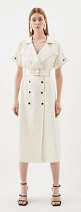 KAREN MILLEN IVORY UTILITY STYLE BNWT LINEN BLEND DRESS SIZE 10/12 RRP £229 - Picture 1 of 16