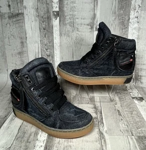 Diesel EX-Positioned High Cut Denim Zip Sneaker Damenschuhe UK 6 EUR 39 blau - Bild 1 von 15