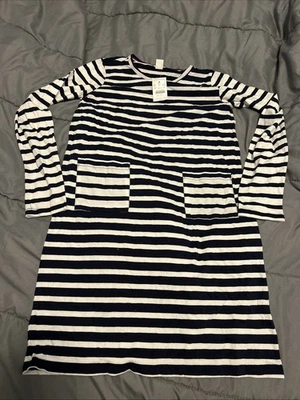NWT J Crew Crewcuts Girls Navy And White Striped Long Sleeve Dress Size 12 - Image 1 of 2
