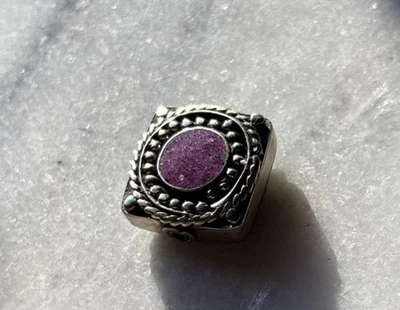 One Tibetan Silver Gemstone Bead 12x8mm CC236 - Image 1 of 3