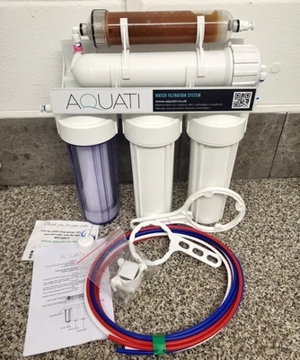 Used Aquati 5 Stage RODI Reverse Osmosis system with inline DI resin filter 150G - Image 1 of 4