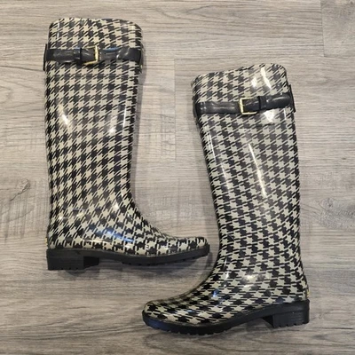 Lauren Ralph Lauren Rossalyn 2 Rain Boots Womens 6 B Black White PVC Knee High - Image 1 of 4