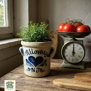 Rowe Pottery Works Cambridge WI Crock 2002 Handmade Alloway NJ Heart Stoneware - Picture 1 of 11